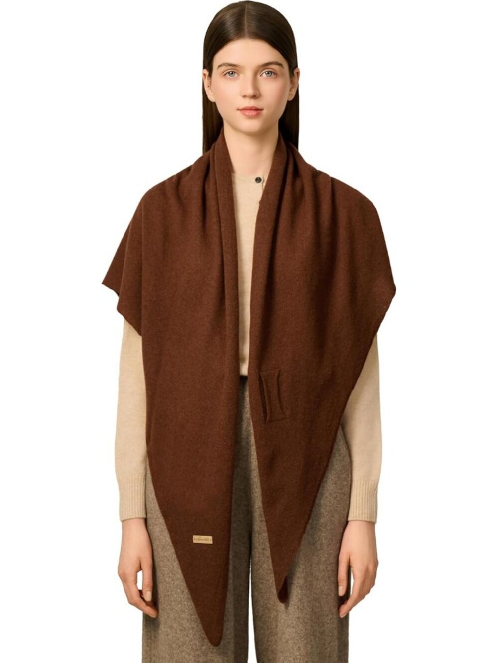 Luxurious Cashmere Wool Blend Triangle Shawl Wrap for Women - Cozy Scarf